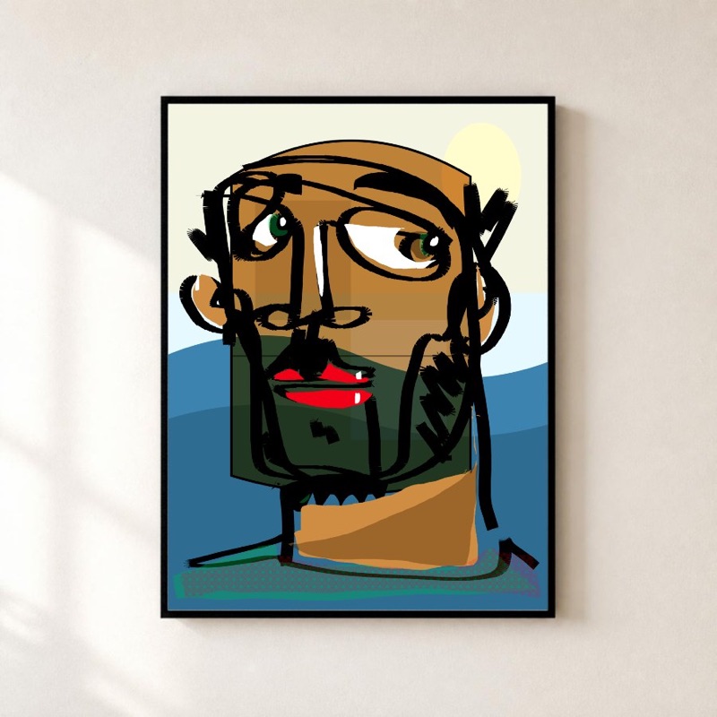 Quickdraw art printed on a framed canvas