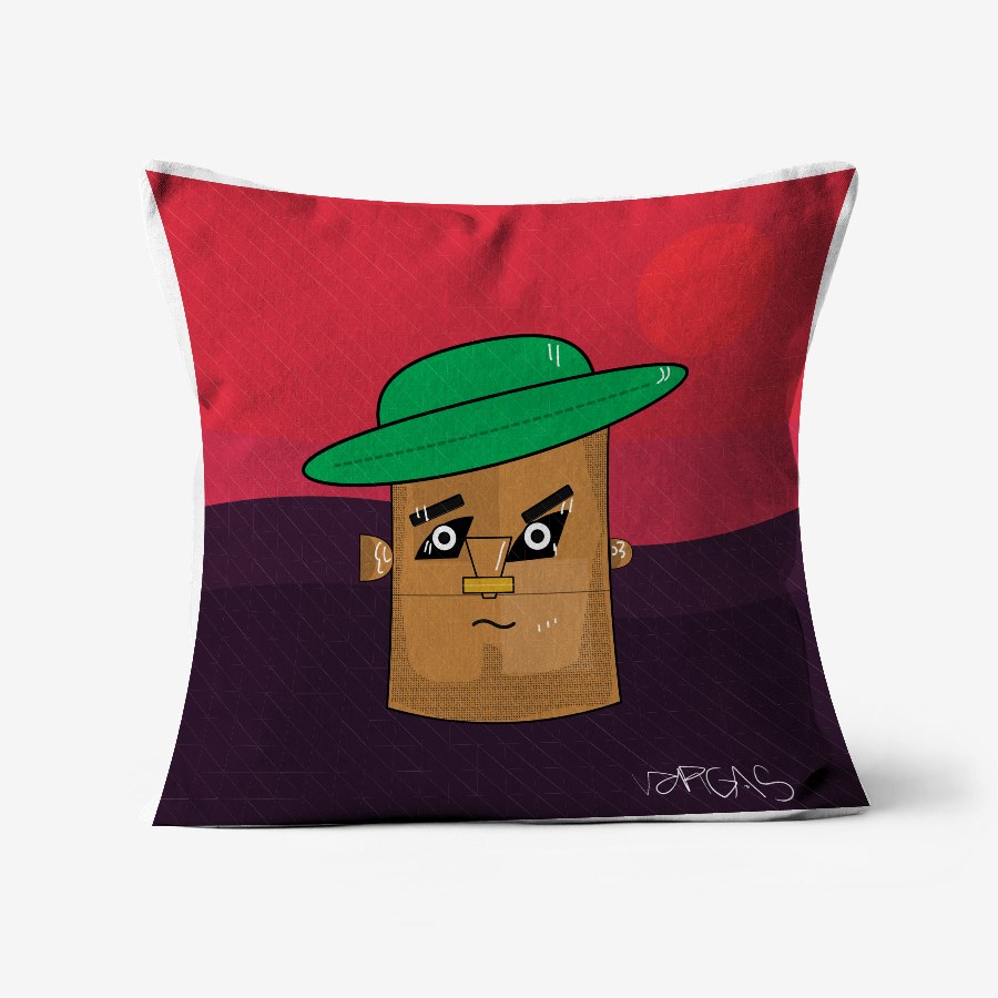 Quickdraw art printed on a throw pillow