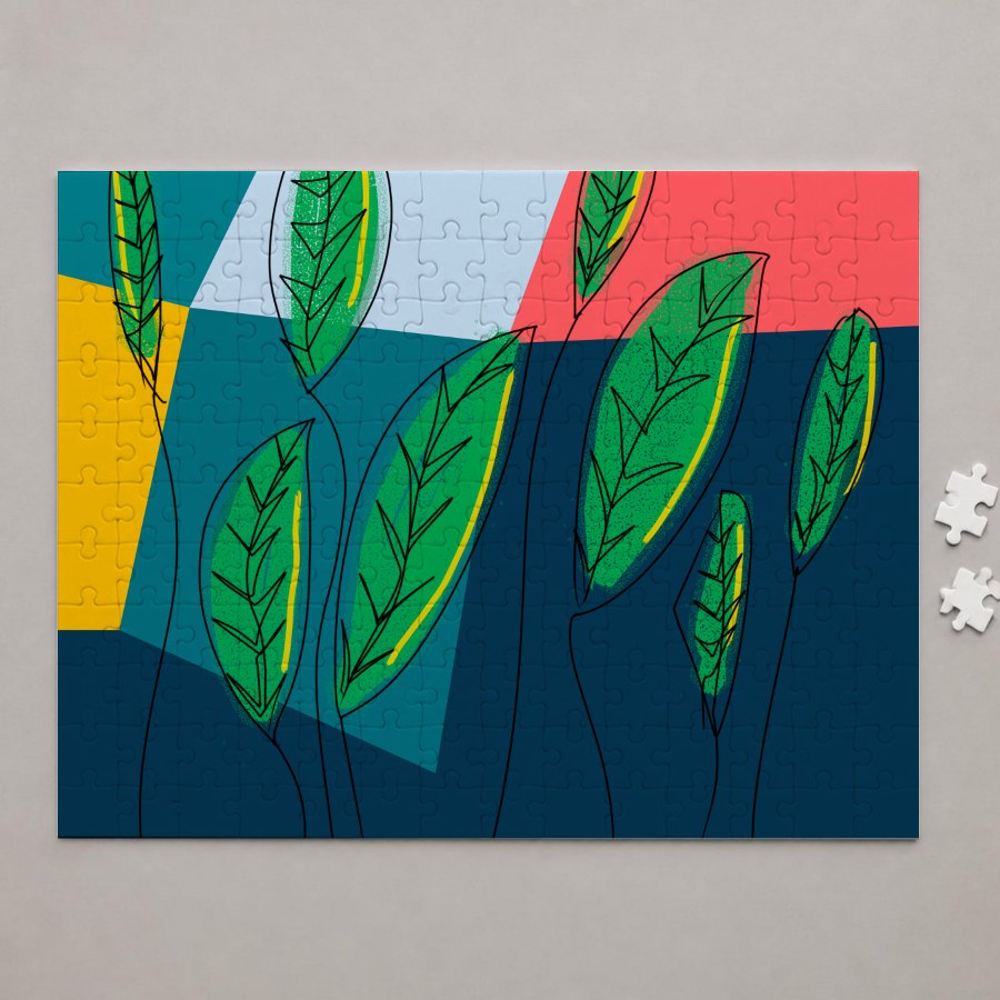 Quickdraw art printed on a jigsaw puzzle
