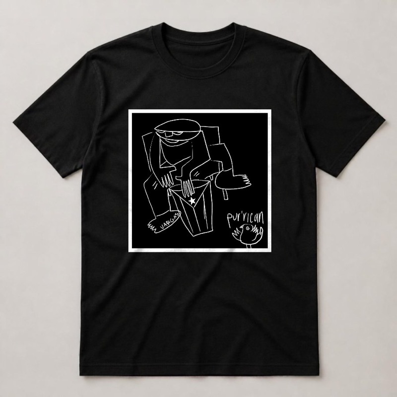 Quickdraw art printed on a t-shirt
